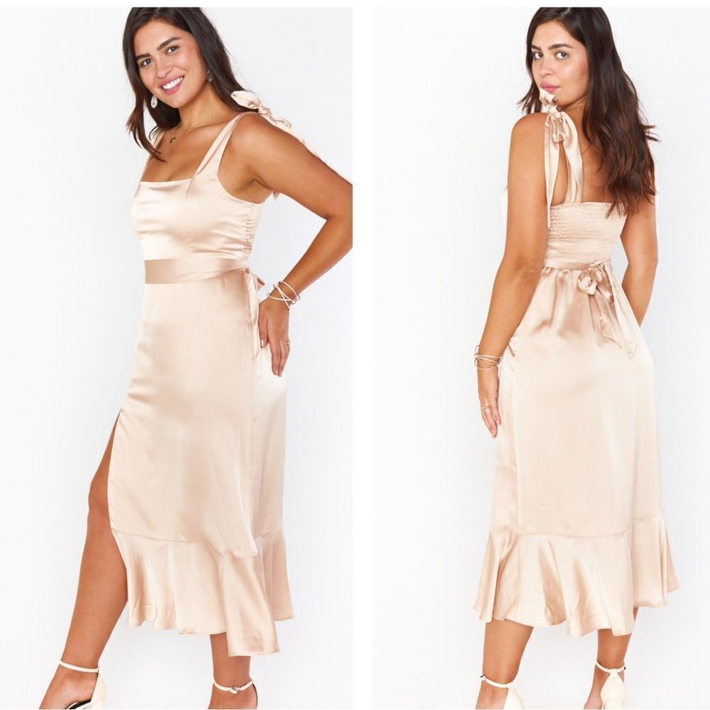 Show Me Your Mumu Claire Midi satin dress size small women's NWT